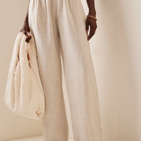 Posse Louis Pleated Linen Wide-Leg Trousers (S) - Picture 2 of 9